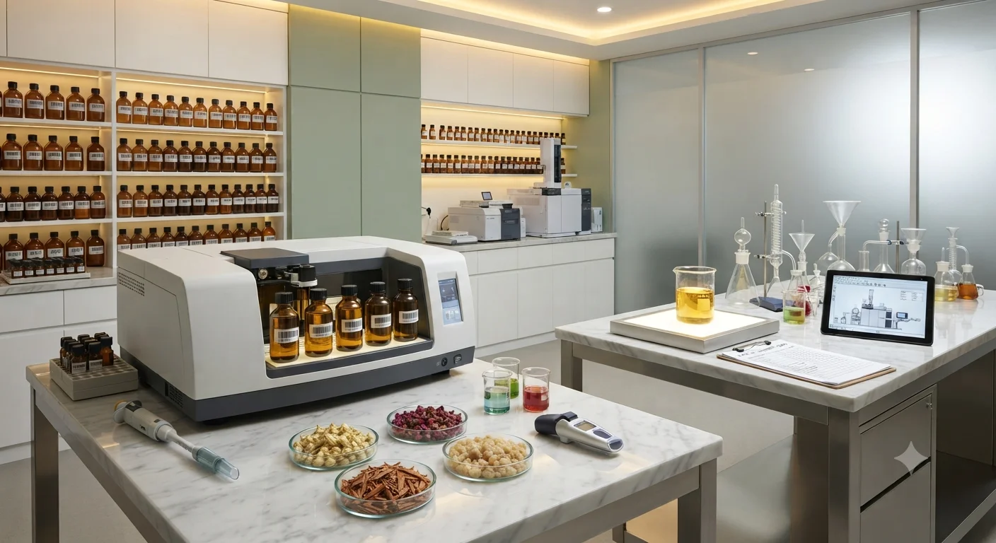 Quality control and fragrance testing laboratory at Anukampa International